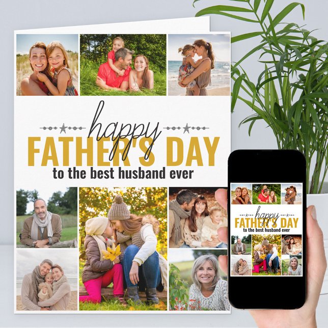 Fathers Day 8 Photo Collage Personalised Card (Creator Uploaded)