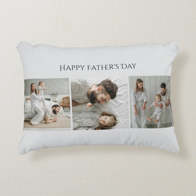 Father's Day Accent Pillow – 3Photo Collage & Text (Front)