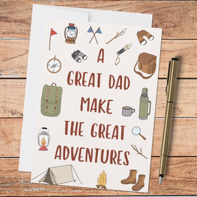 Fathers Day Adventure Camping Quote Card (In situ)
