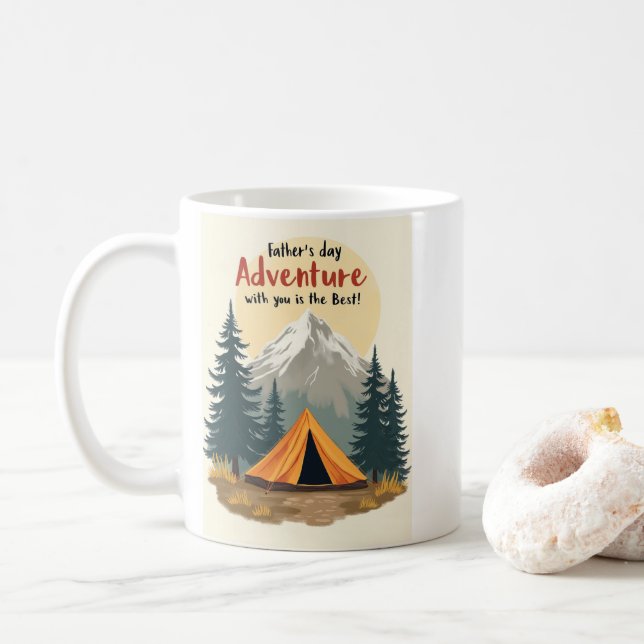 Fathers Day Adventure Camping Theme  Coffee Mug (With Donut)