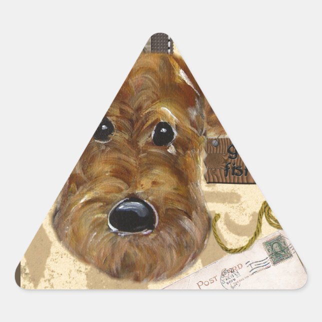 FATHER'S DAY AIREDALE TRIANGLE STICKER (Front)