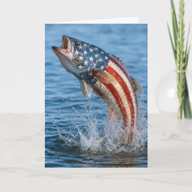 Father's Day American Flag Fish Card (Front)