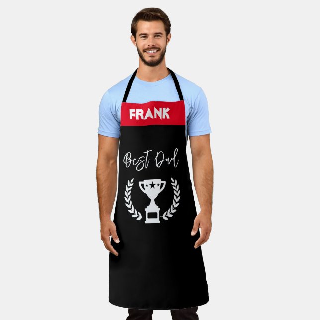 Father's Day Apron, Custom Name Best Dad Trophy Apron (Worn)