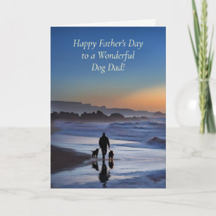 Fathers Day at the Beach with Dogs Sunset Dog Dad  Card