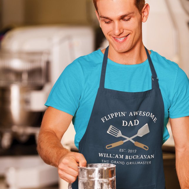 Fathers Day Awesome Dad BBQ Grill Personalised Apron (Awesome Dad Custom Father's Day Apron)