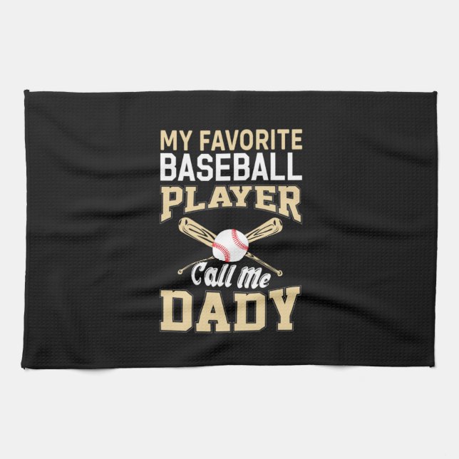 Father's Day Baseball Player Call Me Dad Tea Towel (Horizontal)
