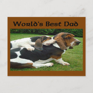 Father's Day Basset Hounds World's Best Dad Postcard