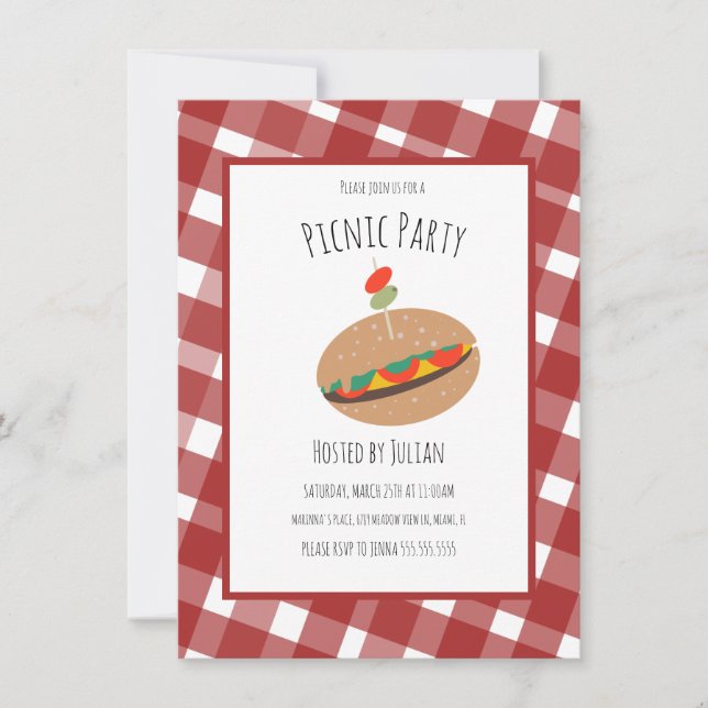 Father's Day BBQ Picnic Event Sandwich  Invitation (Front)