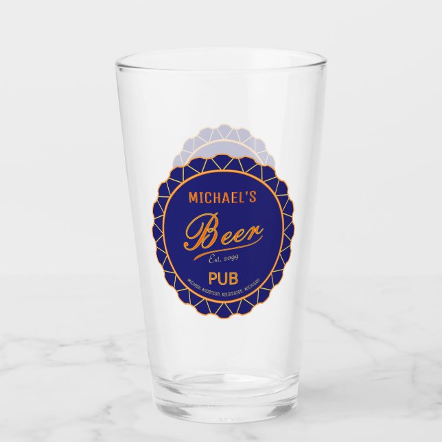 Father's Day Beer Bottle Cap Pub Glass (Front)