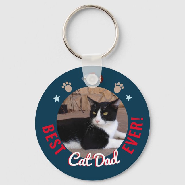 Father's Day Best Cat Dad Ever Keychain (Front)