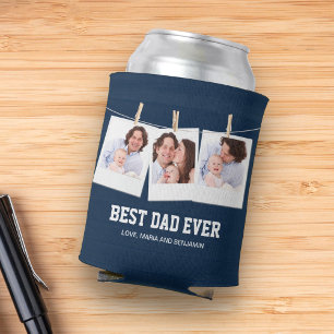 Father's Day Best Dad Ever 3 Photo Collage Can Cooler