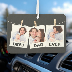 Father's Day   Best Dad Ever 3 Photo Collage Car Air Freshener