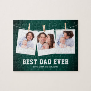 Father's Day Best Dad Ever 3 Photo Collage Jigsaw Puzzle