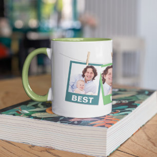 Father's Day Best Dad Ever 3 Photo Collage Lime Mug