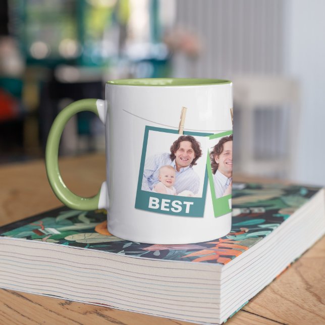 Father's Day | Best Dad Ever 3 Photo Collage Lime Mug (Creator Uploaded)