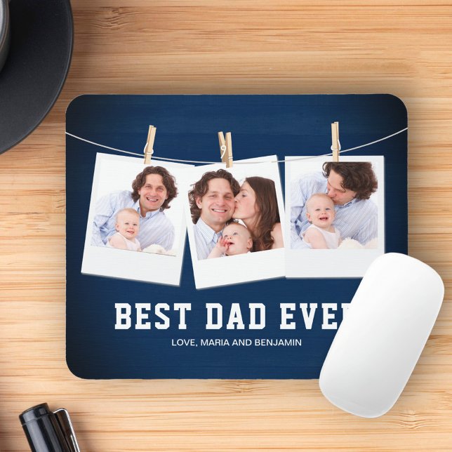 Father's Day | Best Dad Ever 3 Photo Collage Mouse Pad (Creator Uploaded)