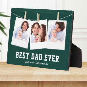 Father's Day   Best Dad Ever 3 Photo Collage Plaque