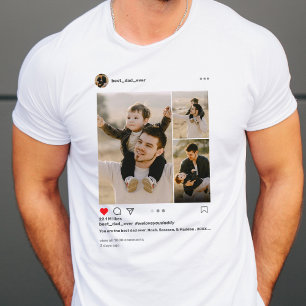 Fathers Day Best Dad Ever 3 Photo Instagram Post T-Shirt
