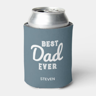 Fathers Day Best Dad Ever Dusty Blue Personalised Can Cooler