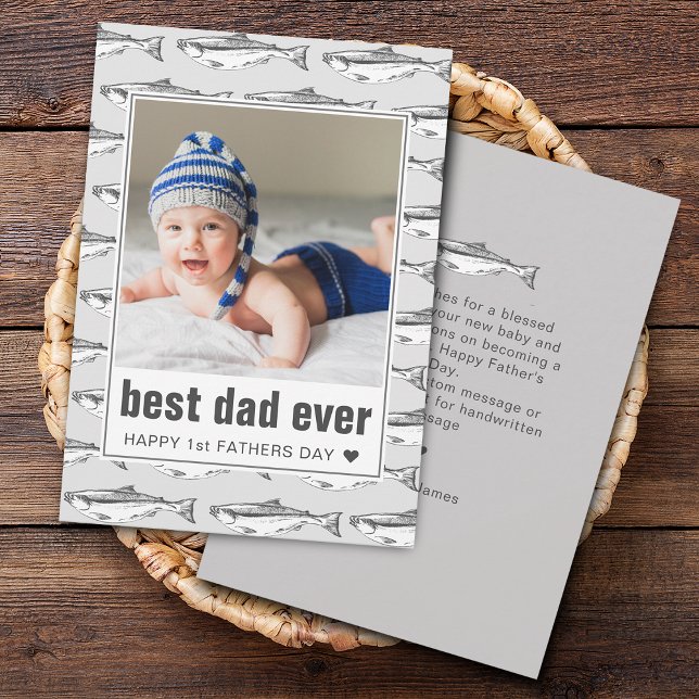 Father's Day Best Dad Ever Fish Pattern Flat Holiday Card (Father's Day Best Dad Ever Fish Pattern Flat Holiday Card)