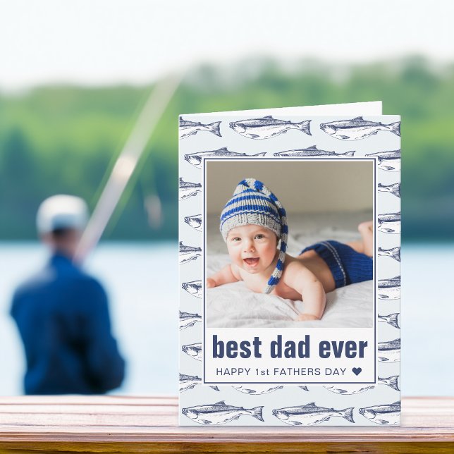 Father's Day Best Dad Ever Fish Pattern Photo Card (Father's Day Best Dad Ever Fish Pattern Photo Card)