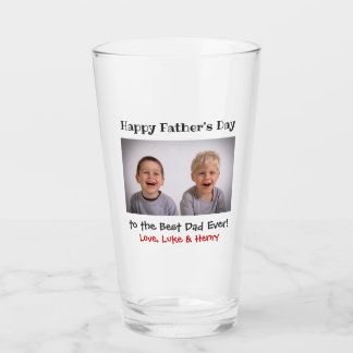 Father's Day Best Dad Ever Kids Photo Beer Pint Glass