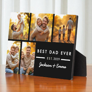 Father's Day Best Dad Ever Photo Collage Black  Plaque