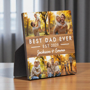 Father's Day Best Dad Ever Photo Collage Wood Plaque