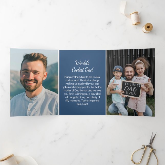 Father's Day Best Dad Ever Photo Tri-Fold Card (Inside)