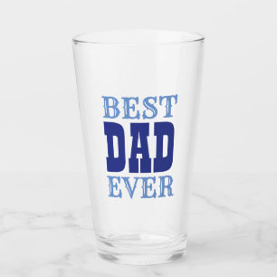Father's Day Best Dad Ever Quote Blue Typography Glass