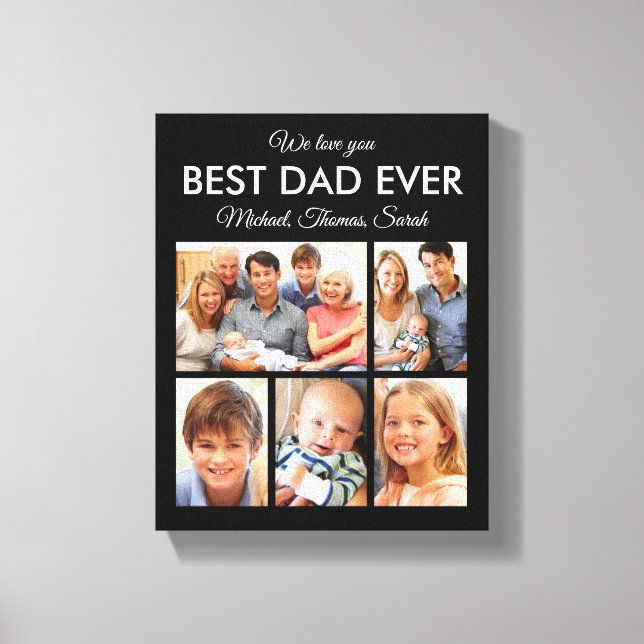 Fathers Day Best Dad Ever Trendy Photo Collage Canvas Print (Front)