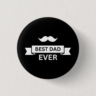Father's Day BEST DAD EVER Typo with Moustache 3 Cm Round Badge