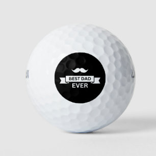 Father's Day BEST DAD EVER Typo with Moustache Golf Balls