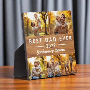Father's Day Best Dad Ever Wood 5 Photo Collage Plaque