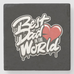 Father's Day Best Dad In The World Stone Coaster