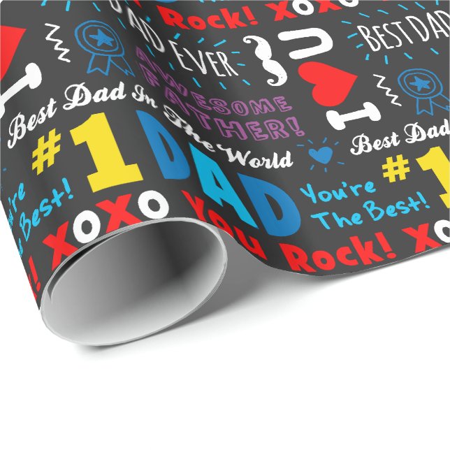 Father's Day Best Dad Sayings Wrapping Paper (Roll Corner)