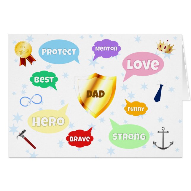 Fathers Day Best Dad Word Clouds King Crown Love (Front Horizontal)