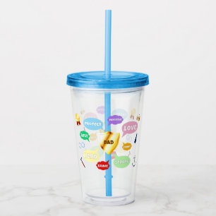 Fathers Day Best Dad Word Clouds King Crown Love Acrylic Tumbler