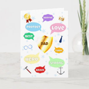 Fathers Day Best Dad Word Clouds King Crown Love Card