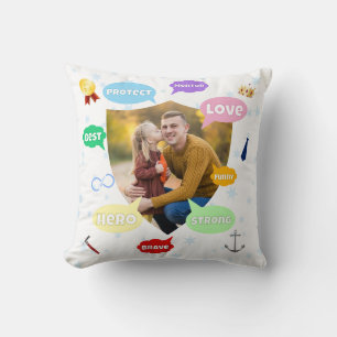 Fathers Day Best Dad Word Clouds King Crown Love Cushion