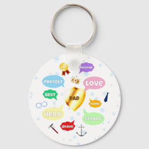 Fathers Day Best Dad Word Clouds King Crown Love Key Ring