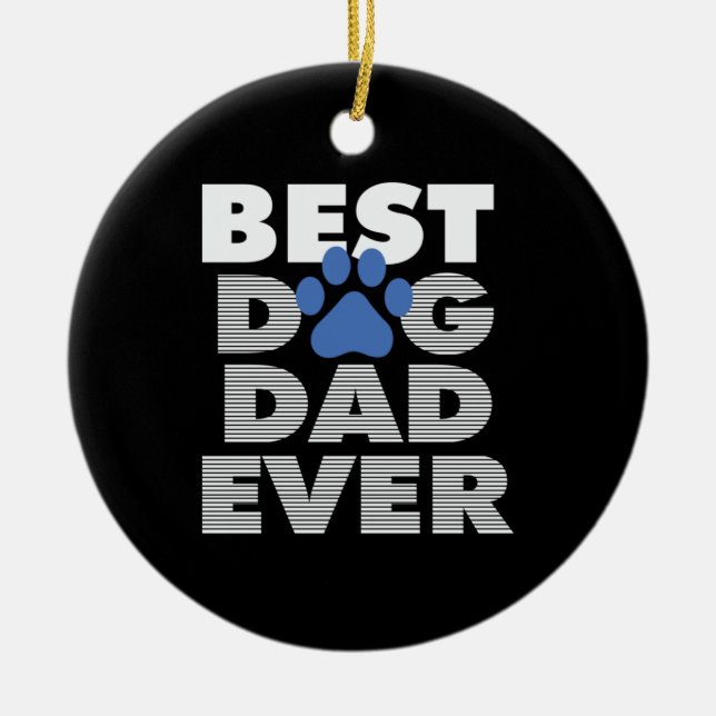 Father's Day Best Dog Dad Ever Ceramic Tree Decoration (Front)