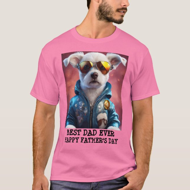 Father's Day Best Dog Dad Personalised  T-Shirt (Front)