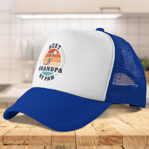 Fathers Day Best Grandpa By Par Retired Golfer Dad Trucker Hat