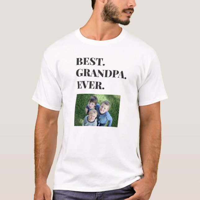 Fathers Day Best Grandpa Ever Grandkids Photo T-Shirt (Front)