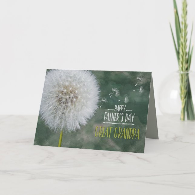 Father's Day Best Great Grandpa Dandelion Wishes Card (Front)