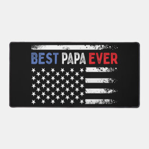 Father's Day Best Papa Ever with US American Flag Desk Mat