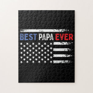 Father's Day Best Papa Ever with US American Flag Jigsaw Puzzle