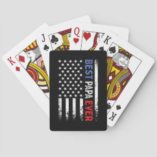 Father's Day Best Papa Ever with US American Flag Playing Cards
