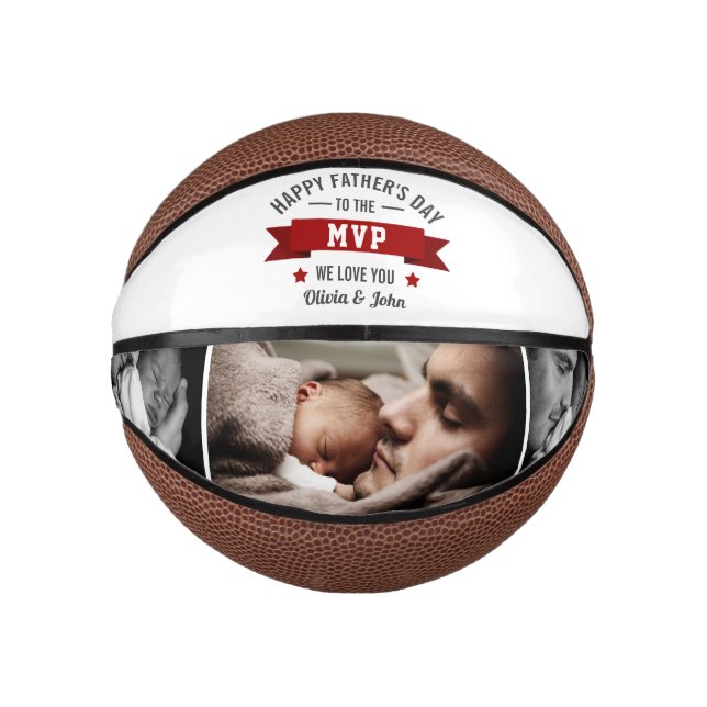 Father's Day/Birthday Dad Grandpa MVP Photo Mini Basketball (Front)